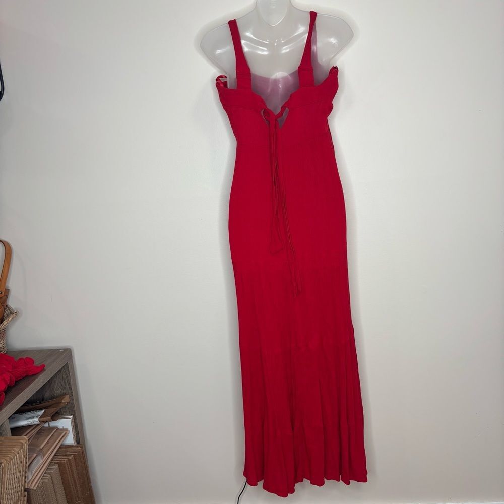 Knox Rose Red tiered Dress maxi size XS romantic boho casual Sleeveless - Picture 3 of 6